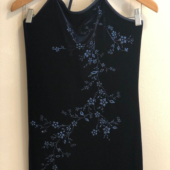 80's/90's Vintage Pulse Maxi Velvet Dress - Picture 1 of 3